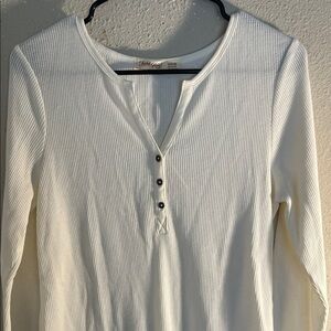 Faded Glory Cream Long Sleeve Henley